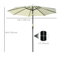 Outsunny 3(m) Tilting Parasol Garden Umbrellas, Outdoor Sun Shade with 8 Ribs, Tilt and Crank Handle for Balcony, Bench, Garden, Beige