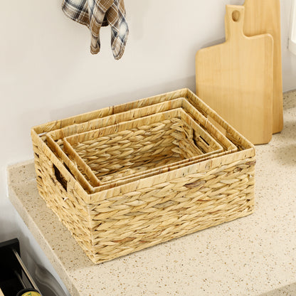 HOMCOM Set of Three Water Hyacinth Storage Baskets