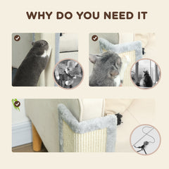 PawHut 56cm Corner Cat Scratching Post with Sisal Scratching Pad, Grey