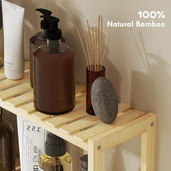 HOMCOM Three-Tier Bamboo Bathroom Rack - Natural Finish