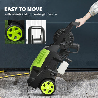 Outsunny 2200W High√Ç Pressure√Ç Washer, 170 Bar Pressure, 420 L/h Flow, Portable Electric Power Washer Jet Wash Cleaner with Adjustable Nozzle 6M Hose and Hose Reel for Home Patio Car Driveway
