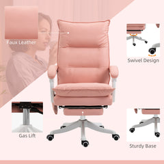 Vinsetto Vibration Massage Office Chair with Heat, Ergonomic Computer Desk Chairs, Faux Leather Desk Chair with Footrest, Armrest and Reclining Backrest, Pink