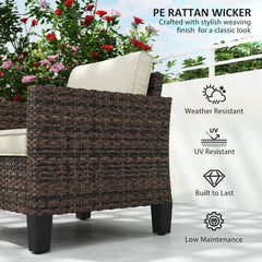 Outsunny Single Rattan Armchair, with Cushions - Brown