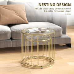 HOMCOM Elliptical Cut-Out Nesting Tables - Gold-Tone