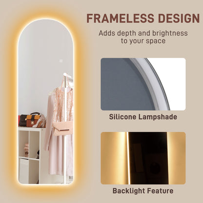 مرآة مقوسة من هومكوم مقاس 120 × 40 سم، مع مصابيح LED
