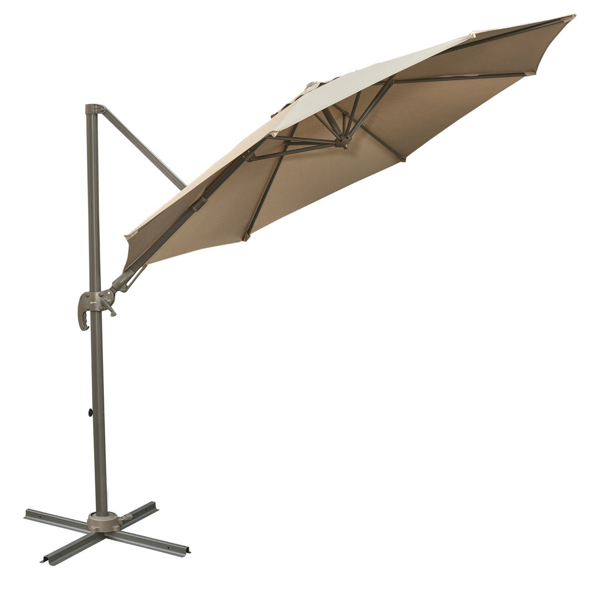 Outsunny 3m Beach Hanging Umbrella Parasol - Khaki