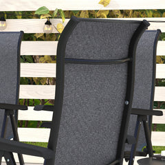 Outsunny Set of Four Folding Garden Chairs, with Seven-Position Adjustable Backs, Grey