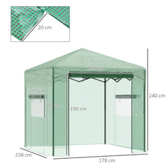 Outsunny Pop-up Small Greenhouse, Outdoor Walk-in Tomato Greenhouse with Carrying Bag, PE Cover, Steel Frame, Green, 2.4L x 1.8W x 2.4H m