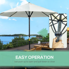 Outsunny Garden 3(m) Parasol Umbrella, Outdoor Market Table Umbrella Sun Shade Canopy with 8 Ribs, Easy Push to Open, Cream