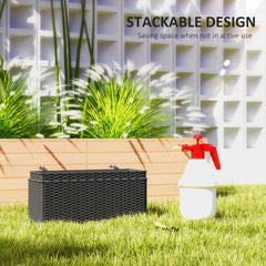 Outsunny Set of Two Rattan-Effect Planters - Black