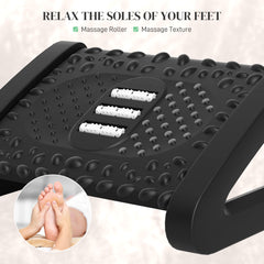 HOMCOM 10√Ç¬∞-45√Ç¬∞ Six-Angle Massage Footrest - Black