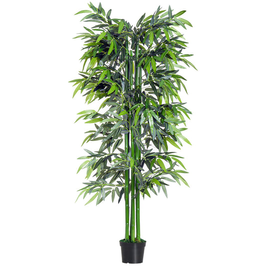 Outsunny 6ft Artificial Bamboo Tree Plant Greenery in A Pot for Home Office Planter 1.8M