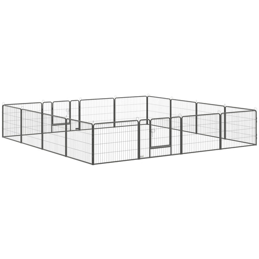 PawHut 16 Panels Heavy Duty Puppy Playpen, for Small Dogs, Indoor and Outdoor Use - Grey