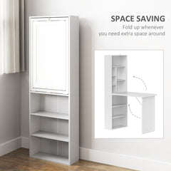 HOMCOM Three-Part Work Desk, with Storage and Writing Board - White