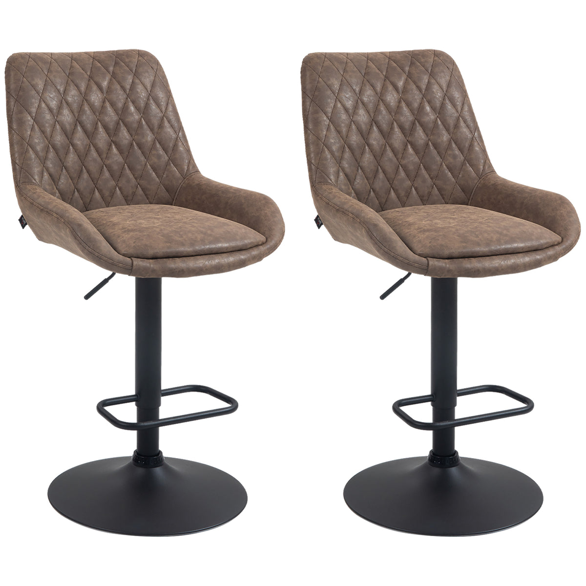 HOMCOM Set of Two Faux Leather Retro Bar Stools - Brown