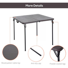 Outsunny 2.8FT Metal Portable Picnic Table Outdoor Furniture, 86Lx86Wx71.5H cm-Black/Brown