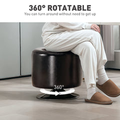 HOMCOM 360√Ç¬∞ Swivel Foot Stool Round PU Footstool with Thick Sponge Padding and Solid Steel Base, Brown