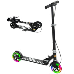 AIYAPLAY Scooter for Kids Ages 3-8 with Adjustable Handle, 2 Light up Wheels, Handbrake & Rear Brake for Girls and Boys, Black