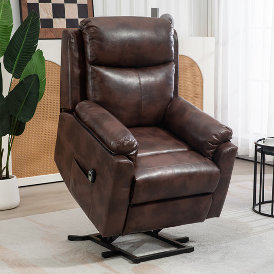 HOMCOM Faux Leather 70√Ç¬∞ Electric Riser Recliner Chair - Brown