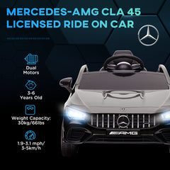 AIYAPLAY Mercedes-AMG CLA 45 Licensed 12V Kids Electric Car Ride on Car w/ Remote, Suspension Lights Music Horn - Black