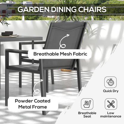 Outsunny Five-Piece Metal Dining Set, with Glass-Top Table - Grey