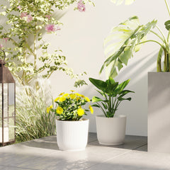 Outsunny Set of Two √ê¬§22cm Planters - White