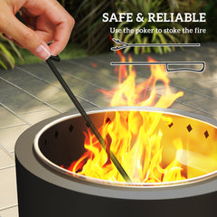 Outsunny Smokeless Steel Fire Pit, with Poker - Grey