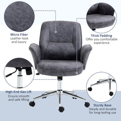 Vinsetto Swivel Computer Office Chair Mid Back Desk Chair for Home Study Bedroom, Charcoal Grey