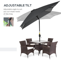 Outsunny 3x2m Garden Parasol Umbrella with Tilt and Crank, Outdoor Sun Shade Canopy with Aluminium Frame and Steel Ribs, Rectangular, Black