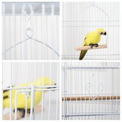 PawHut Large Metal Bird Cage with Perches, Food Bowls, Swing for Budgie, Parakeet, 46.5 x 35.5 x 92cm,White