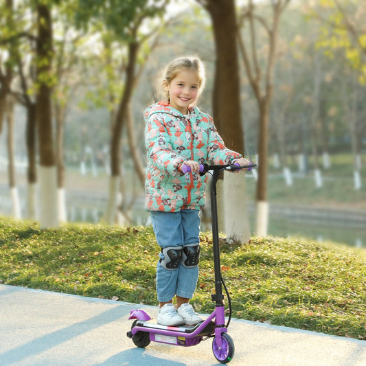 AIYAPLAY Electric Scooter for Kids Ages 6-14, with Dual Brakes, Flash Wheel and Colourful Light, Kids Electric Scooter E Scooter, Up to 12 KM/H & 10 KM, Purple