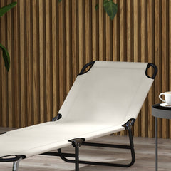 Outsunny Garden Sun Lounger, with Five-Position Back - Cream White