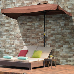 Outsunny 2.3m Half-Square Parasol, for Balconies and Walls - Brown