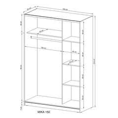 خزانة ملابس ميكا 03 ذات الباب المنزلق 150 سم