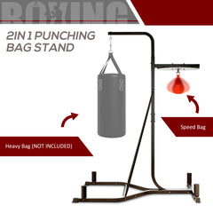 HOMCOM 2 in 1 170-190cm Freestanding Boxing Punch Bag Hanger & Speed Ball Station Platform Hanging Frame Home Gym, Black