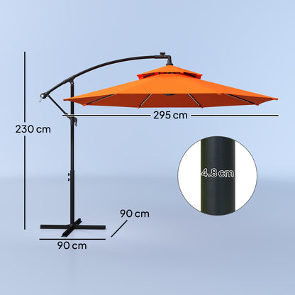 مظلة خارجية بإضاءة LED بطول 3 أمتار من Outsunny - برتقالي