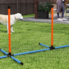 PawHut 6 Pieces Dog Agility Equipment Set with Weave Poles, Jump Ring and Hurdle, Pause Box and Carry Bag, Orange