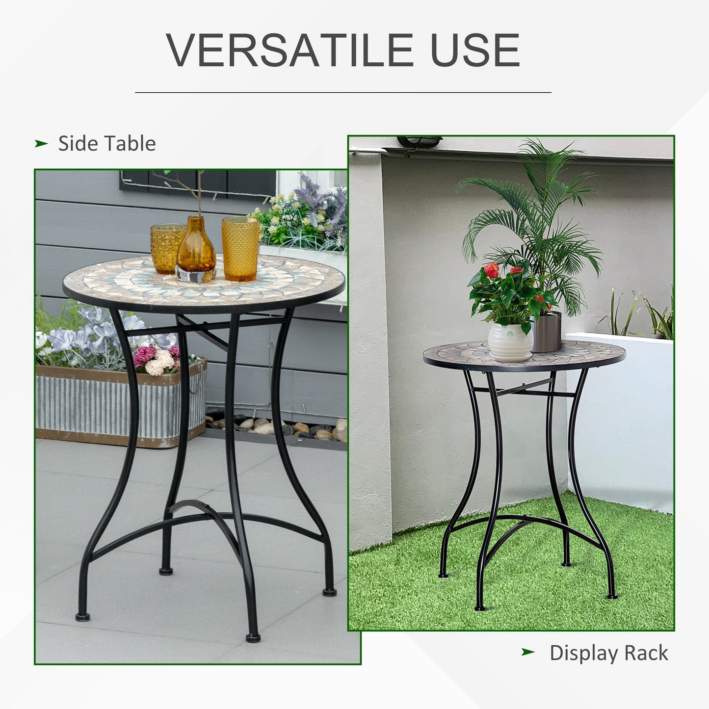 Outsunny 60cm Mosaic Outdoor Patio Table - Green
