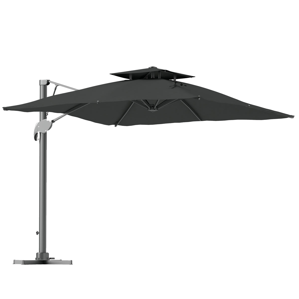 Outsunny 3m Thick Fabric Cantilever Garden Parasol, with Cross Base - Grey