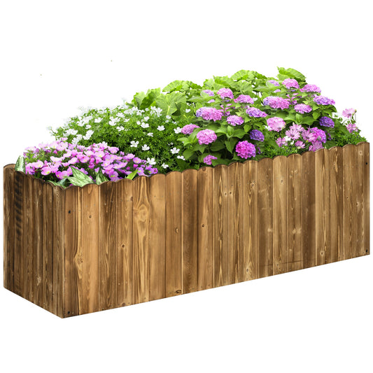 Outsunny 172L Raised Garden Bed, Wooden Rectangle Planter Box, Outdoor Herb Vegetable Flower Pot (120L x 40W x 40H cm)