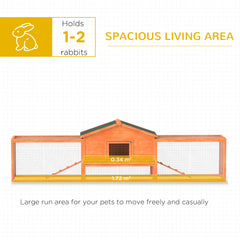 قفص أرانب خشبي من PawHut مع ممر وصينية ومنحدرات وسقف من الأسفلت، 309 × 70 × 87 سم، برتقالي