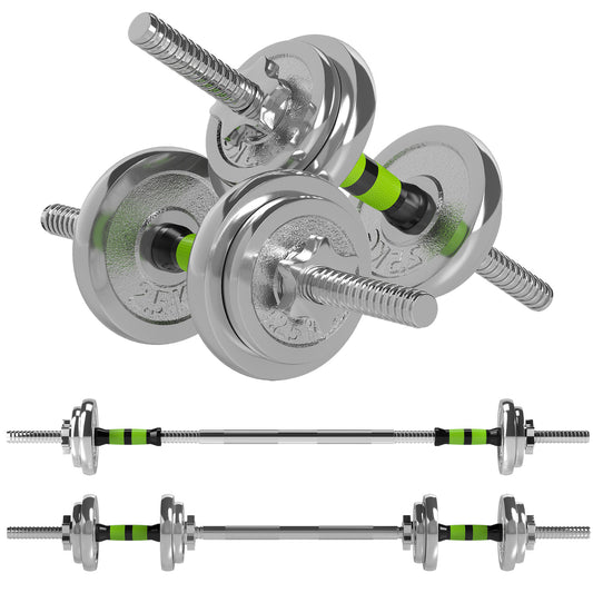 SPORTNOW 20kg Adjustable Weights Dumbbells Set, 2-in-1 Dumbbells and Barbell with Non-slip Handle, Free Weights Set for Home Gym Weight Lifting and Strength Training