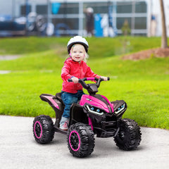 HOMCOM 12V Ride-On Quad Bike w/ Music, Horn, for Ages 3-5 Years - Pink