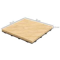 Outsunny 27 Pcs Wooden Interlocking Decking Tiles, 30 x 30 cm Anti-slip Outdoor Flooring Tiles, 0.81√£≈Ω¬° per Pack, All Weather Use for Patio, Balcony, Terrace, Hot Tub, Yellow