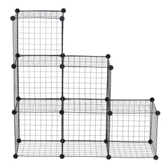 HOMCOM DIY 6 Cube Metal Wire Rack Interlocking Storage Cabinet Living Room Organizer Display Racks Black