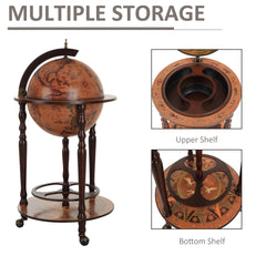 HOMCOM Globe Shaped Retro Style Bar Cabinet Wine Alcohol Storage Trolley Glass Bottle Holder 36CM