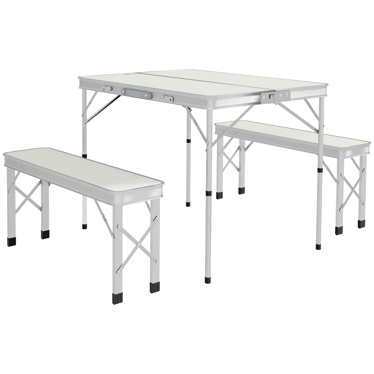 Outsunny Three-Piece Aluminium Folding Picnic Table and Bench Set