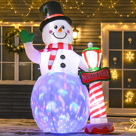 HOMCOM 8ft Tall Christmas Inflatable Snowman with Street Lamp, Lighted for Home Indoor Outdoor Garden Lawn Decoration Party Prop