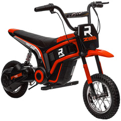 HOMCOM 24V Electric Motorbike with Twist Grip Throttle, Music, Horn, 12" Pneumatic Tyres, 16km/h Max Speed - Red