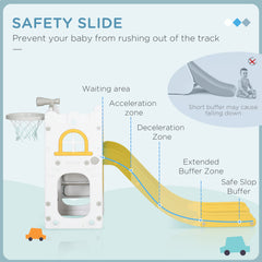 زلاجة AIYAPLAY 4 في 1 للأطفال الصغار مع حلقة كرة سلة وأداة تسلق وتلسكوب وسلة تخزين، للأعمار من 1 إلى 3 سنوات، باللون الأصفر
